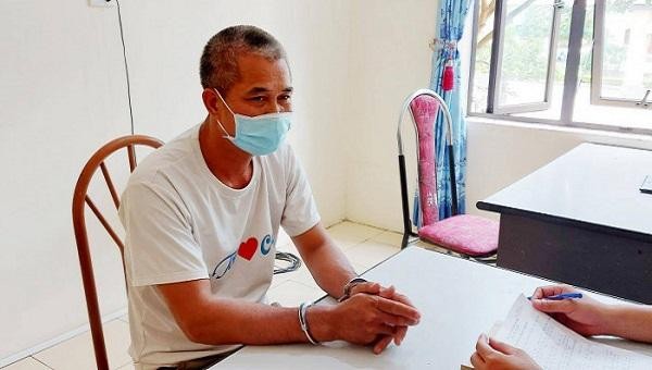 Đối tượng Hà Văn Chư tại cơ quan Công an
