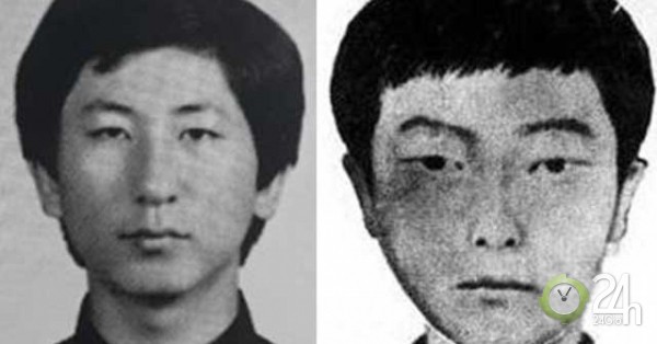 Ảnh hung thủ Lee Chun-jae (trái) và bức hình cảnh sát phục dựng khi truy nã đối tượng.