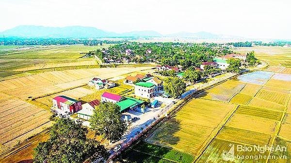 Bức tranh nông thôn mới trù phú, giàu đẹp tại huyện Nam Đàn. (ảnh: Báo Nghệ An)