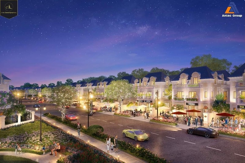 Không gian shophouse sầm uất tại KĐT Anlac Green Symphony.