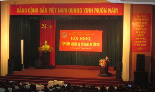 Cục trưởng Lê Quang Tiến phát biểu chỉ đạo tại Hội nghị tập huấn nghiệp vụ thi hành án dân sự năm 2017