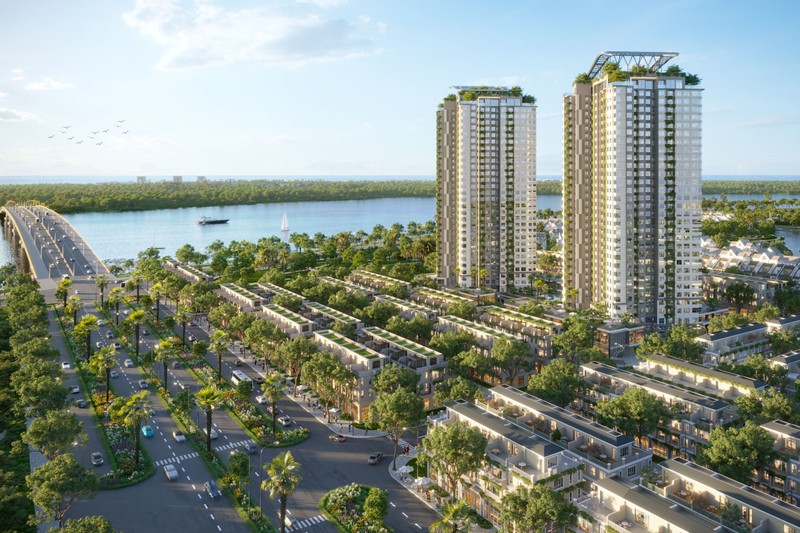 Tòa tháp Seaview Residences nằm trong đại công viên xanh Eco Central Park.