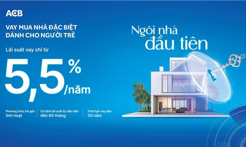 Ngân hàng ACB tiên phong cho vay mua nhà đặc biệt dành cho người trẻ, lãi suất hấp dẫn từ 5,5%/năm.