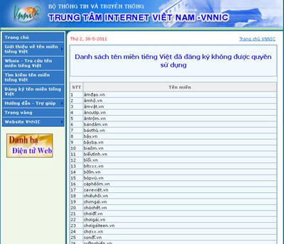 153 tên miền nhạy cảm không được quyền sử dụng