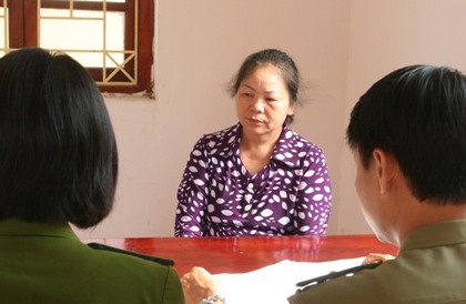 "Mẹ mìn" Tăng Thị Cải tại cơ quan điều tra