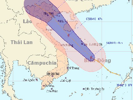 Vị trí và đường đi của bão số 6.