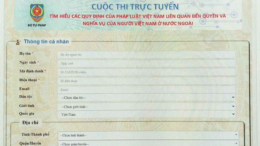 Ngày 25/10: diễn ra Cuộc thi trực tuyến tìm hiểu quyền và nghĩa vụ của người Việt Nam ở nước ngoài