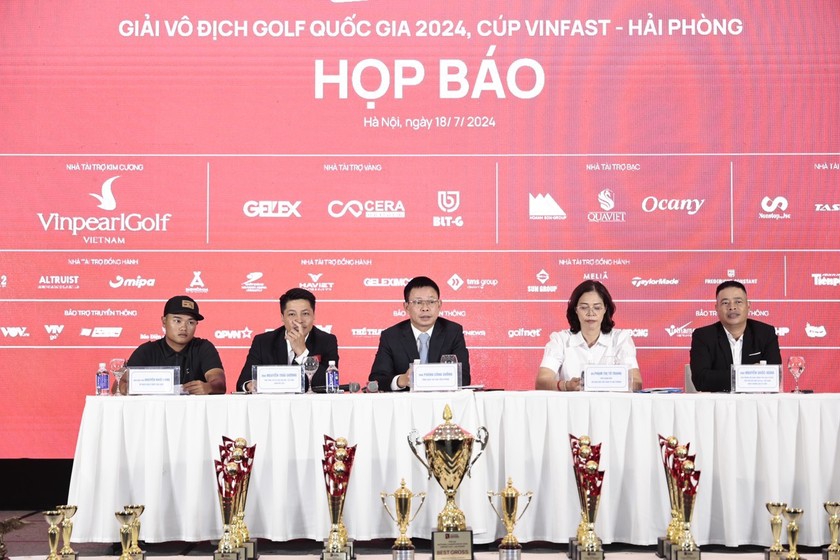 Quang cảnh cuộc họp báo Giải Vô địch Golf Quốc gia 2024, Cúp VinFast- Hải Phòng.