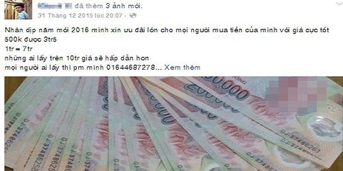 Cảnh giác với chiêu trò lừa bán tiền giả trên mạng xã hội