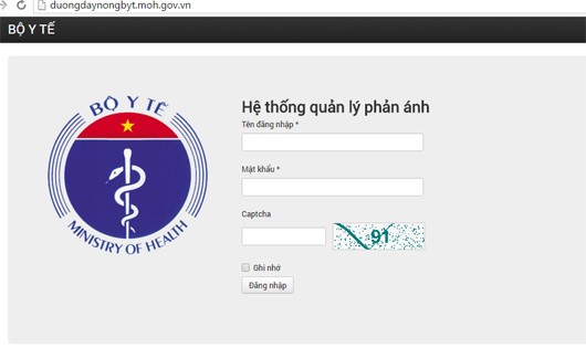 Bộ Y tế thử nghiệm trang web đường dây nóng 