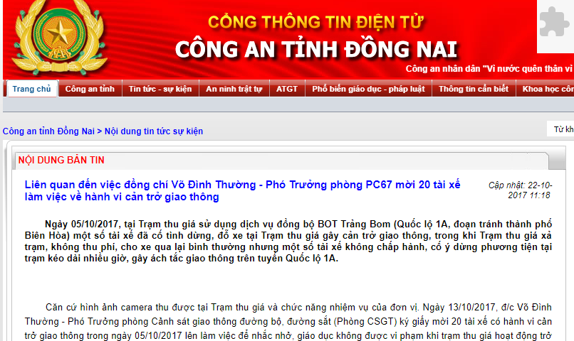 Công an Đồng Nai thông tin chính thức về quy trình bổ nhiệm thượng tá Võ Đình Thường