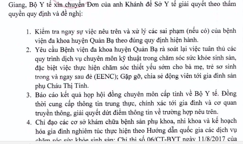 Công văn của Bộ Y tế