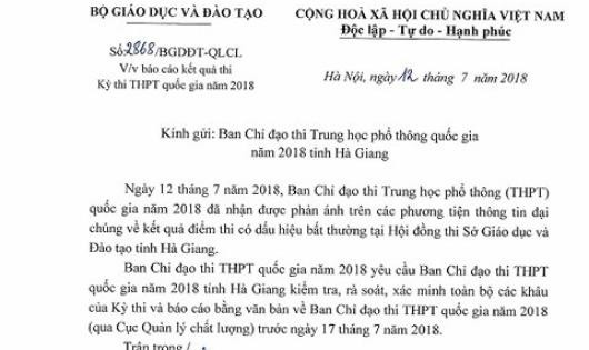 Bộ GD&ĐT yêu cầu rà soát kết quả thi THPT quốc gia bất thường tại Hà Giang