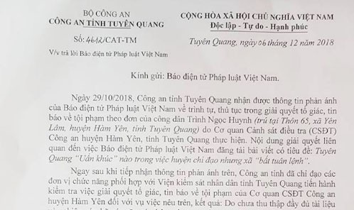 Công an Tỉnh Tuyên Quang chấn chỉnh vụ  Huyện chỉ đạo nhưng xã “bất tuân lệnh”