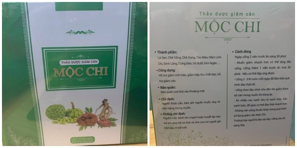 Hộp sản phẩm Mộc Chi không ghi địa chỉ sản xuất…