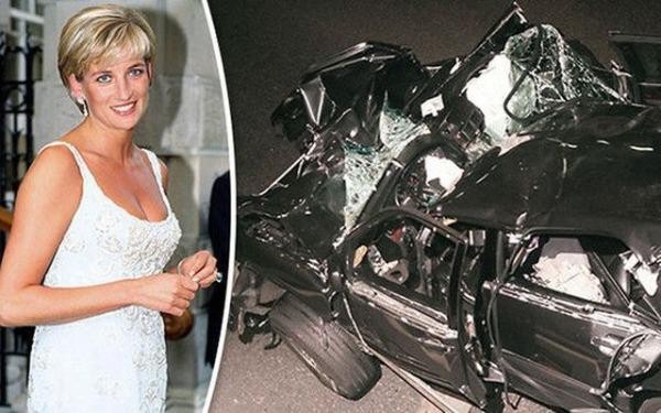 Princess Diana next to the car accident that killed her