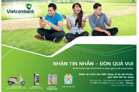 Vietcombank khuyến mại "Nhận tin nhắn - Đón quà vui"