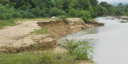 Một số đoạn thuộc bờ Đông sông La Tinh bị sạt lở nặng