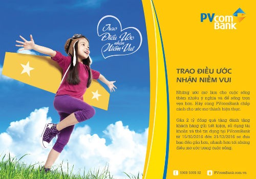 PVcomBank ưu đãi "Trao điều ước - Nhận niềm vui"