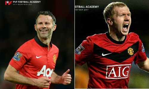 Hai cựu danh thủ của CLB Manchester Untied là Ryan Giggs và Paul Scholes sẽ có mặt tại PVF trong dịp khai trương Trung tâm ngày 20/11 (Ảnh: Getty)