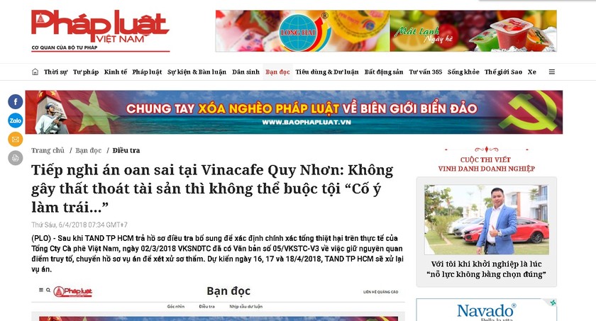 Phúc thẩm nguyên giám đốc Vinacafe Quy Nhơn: Bị cáo mong tòa xem xét vụ án khách quan, toàn diện