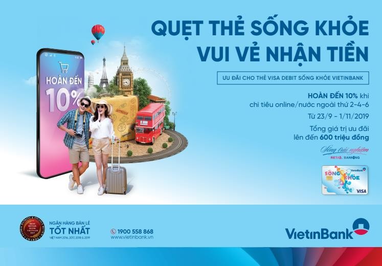 Hoàn đến 500.000 VND khi chi tiêu bằng thẻ Visa debit Sống khỏe