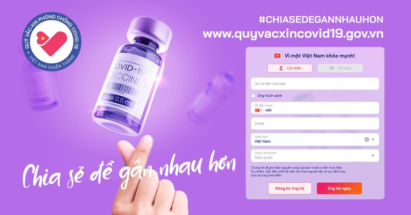 Thông qua website www.quyvacxincovid19.gov.vn, các tấm lòng thiện nguyện có thể đóng góp và đăng ký nguyện vọng đóng góp trực tiếp cho các tỉnh, thành phố, hoặc gửi tới cơ quan, tổ chức cụ thể.