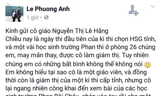 "Tâm thư" thí sinh gửi cô giám thị gây "bão"