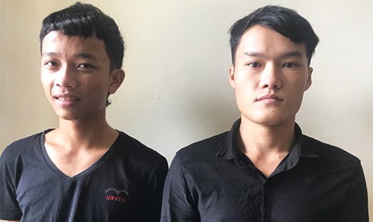 Hai đối tượng Nguyễn Khánh Nhật và Lê Xuân Hưng tại CQĐT. 