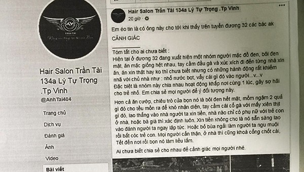 Thông tin trên trang face về "ăn mày mặt đen" xuất hiện gây hoang mang.