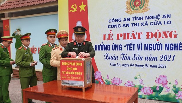 Công an TX Cửa Lò phát động quyên góp Tết vì người nghèo Xuân Tân Sửu 2021.