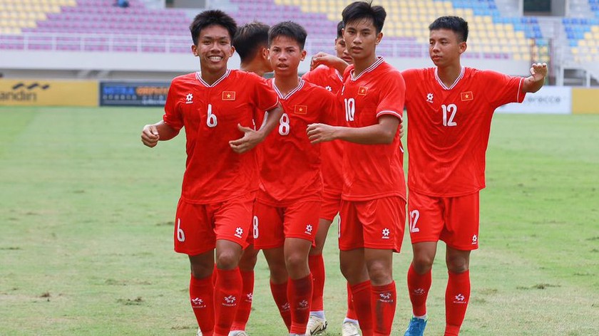 Đội tuyển U16 Việt Nam tham dự giải U16 Đông Nam Á. Ảnh VFF