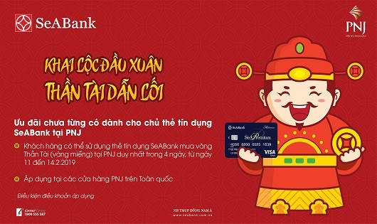 Mua vàng ngày Vía Thần Tài bằng thẻ tín dụng SeaBank