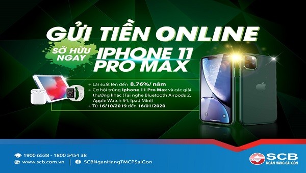 SCB ra mắt chương trình khuyến mãi “Gửi tiền online - Sở hữu ngay Iphone 11 Pro Max”