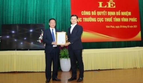 Phó Cục trưởng Cục Thuế tỉnh Phú Thọ làm  Cục trưởng Cục Thuế tỉnh Vĩnh Phúc