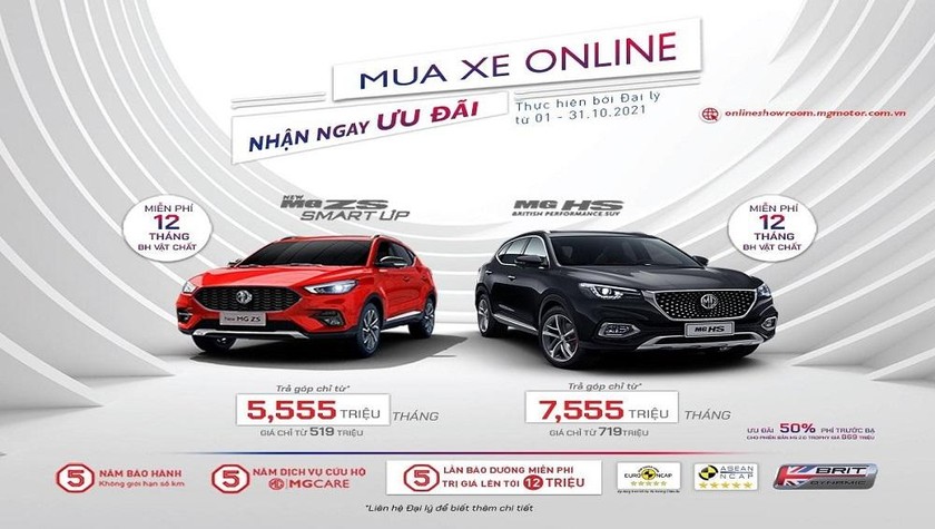 Những mẫu MG nào được ưu đãi trong chương trình “Mua hàng Online - Nhận ngay ưu đãi”?