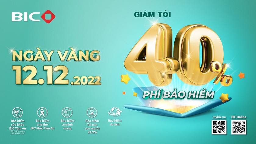 BIC ưu đãi tới 40% phí bảo hiểm trong Ngày Vàng 12/12/2022