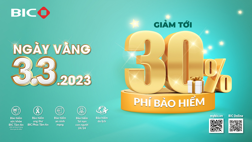 BIC ưu đãi tới 30% trong ngày vàng 3/3/2023