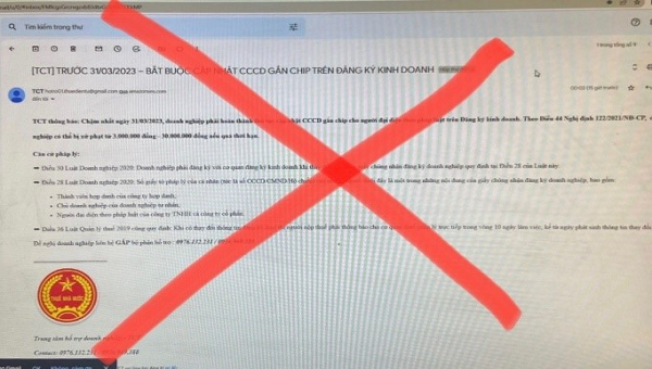 Nội dung email giả mạo gửi đến người nộp thuế.
