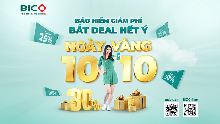 Ngày vàng 10/10, BIC ưu đãi ngày đôi, phí giảm vượt trội tới 30% 