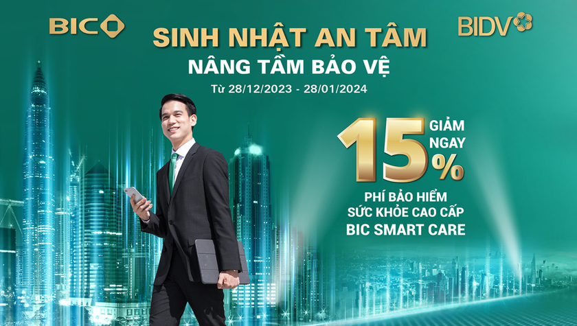 BIC ưu đãi 15% phí bảo hiểm sức khỏe cao cấp BIC Smart Care nhân kỷ niệm 18 năm thành lập