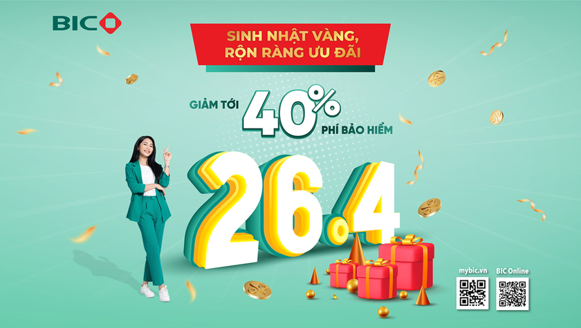 BIC ưu đãi tới 40% phí bảo hiểm mừng sinh nhật BIDV