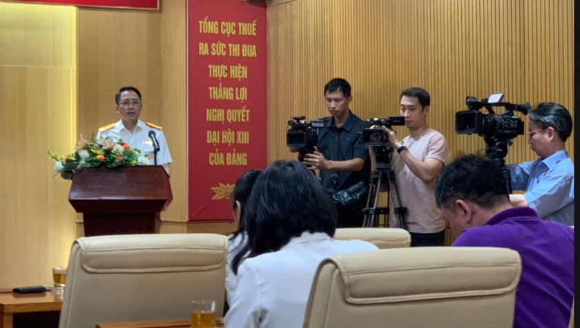Phó Tổng cục trưởng Tổng cục Thuế Mai Sơn chia sẻ thông tin với báo chí chiều 25/4.