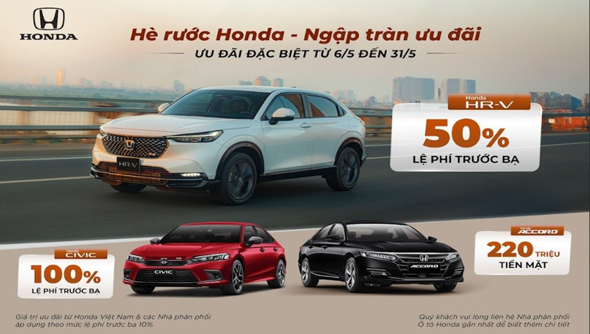 Khuyến mại của các dòng xe ô tô Honda trong tháng 5/2024
