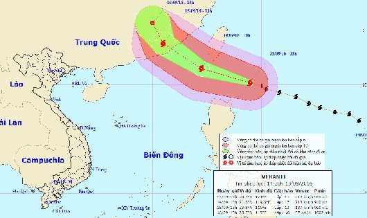 Đường đi của siêu bão thời điểm 13h hôm nay, 13/9.