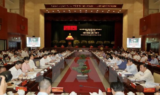 Hội nghị lần thứ 7 Ban Chấp hành Đảng bộ Thành phố Hồ Chí Minh khóa X. (Ảnh: TTX)