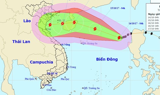 Bão đang hướng tâm vào các tỉnh Bắc Trung bộ