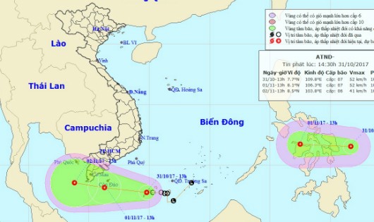 Thêm áp thấp nhiệt đới hướng vào Biển Đông