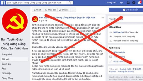 Ban Tuyên giáo Trung ương khẳng định không sở hữu tài khoản Facebook này. Ảnh: Dân trí.