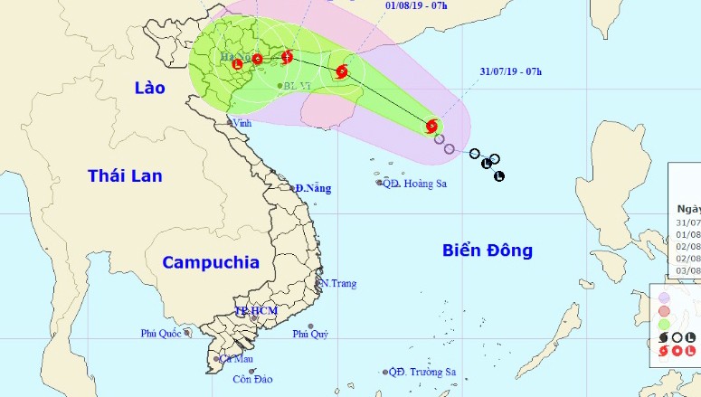 Bão gần bờ, tâm hướng về đất liền Quảng Ninh - Nam Định